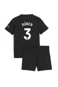 Fotbalové Dres Manchester City Ruben Dias #3 Dětské Venkovní Oblečení 2025-26 Krátký Rukáv (+ trenýrky)